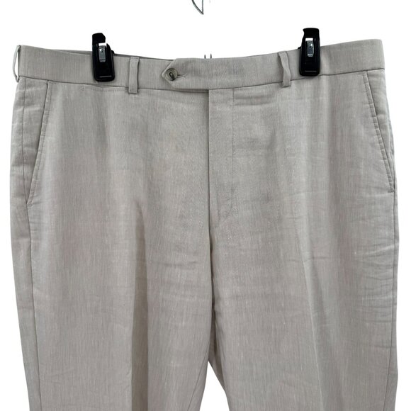 Ballin Comfort-"Eze" Flat Front Cream Pants Mens Size 38 Wool/Linen Blend - Picture 4 of 8
